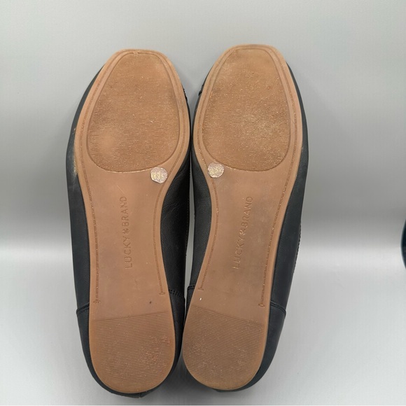 Lucky Brand Arin Ballet Flats Women 8M Black Slip On Leather Square Toe - Picture 7 of 9